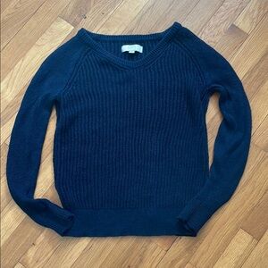 LOFT Women's Linen Navy Blue Sweater